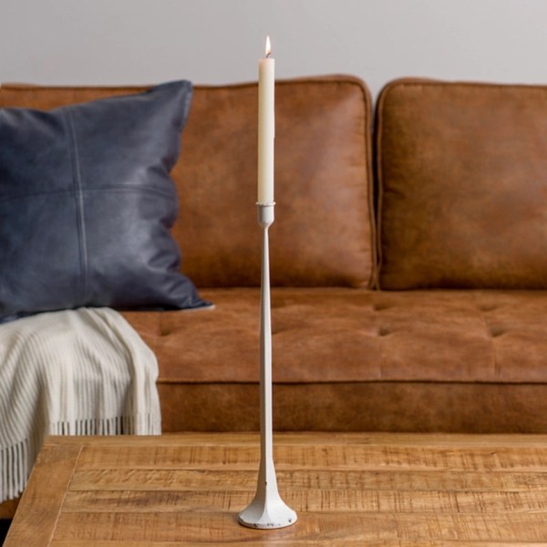 White Cast Iron Taper Candle Holder, 18 in. Kirklands Home