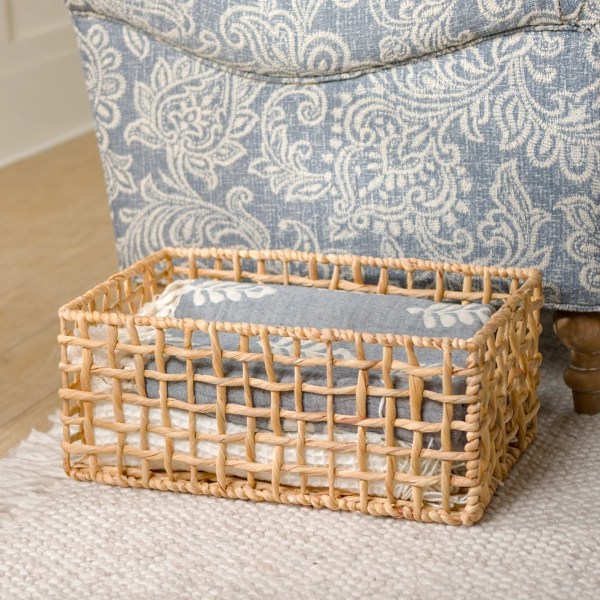 Medium Natural Water Hyacinth Grid Basket Kirklands Home