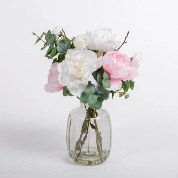 Peony & Eucalyptus Arrangement in Glass Vase Kirklands Home