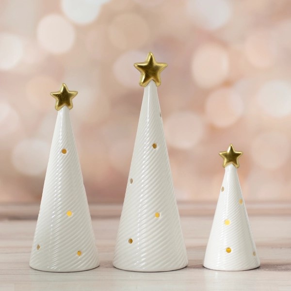 LED White Ceramic Christmas Trees, Set of 3 Kirklands Home