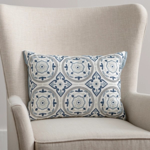 Blue Embroidered Medallion Lumbar Pillow Kirklands Home