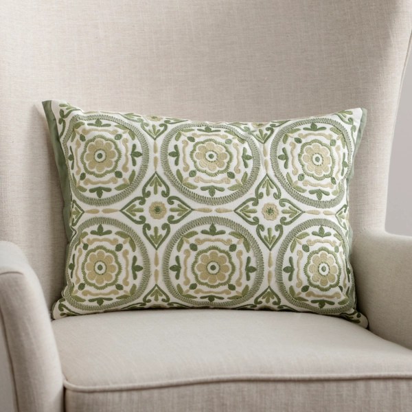 Sage Embroidered Medallion Lumbar Pillow Kirklands Home