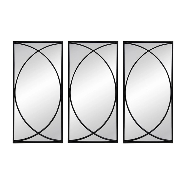 Black Metal Geometric Wall Mirrors, Set of 3 Kirklands Home