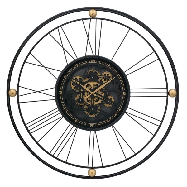 Round Black and Gold Gears Wall Clock Kirklands Home