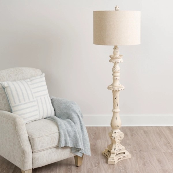 Distressed Antique Cream Carved Floor Lamp Kirklands Home