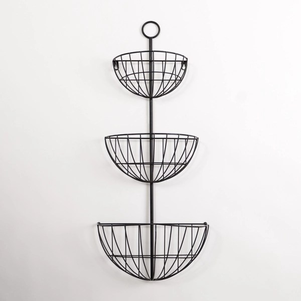 Black Metal Three Tier Hanging Wall Basket Kirklands Home