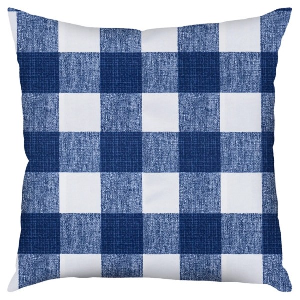 Blue Buffalo Check Outdoor Pillow, 22 in. Kirklands Home