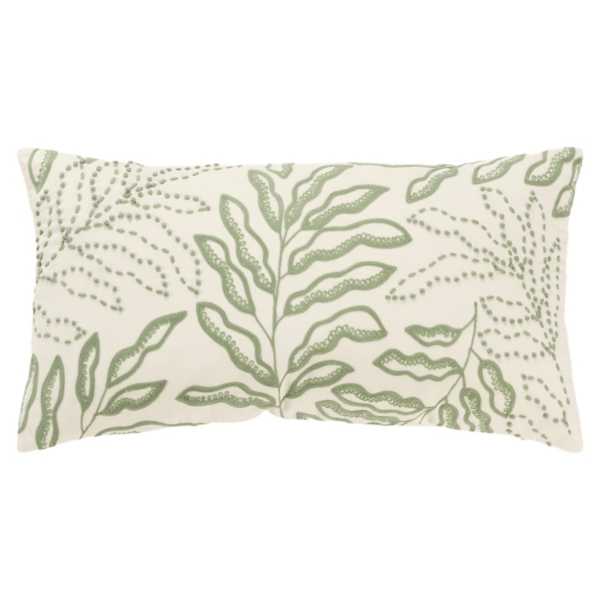 Green Embroidered Botanical Lumbar Pillow Kirklands Home