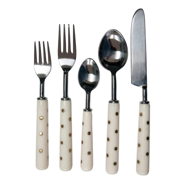 Ivory and Gold Resin 5pc. Flatware Set Kirklands Home