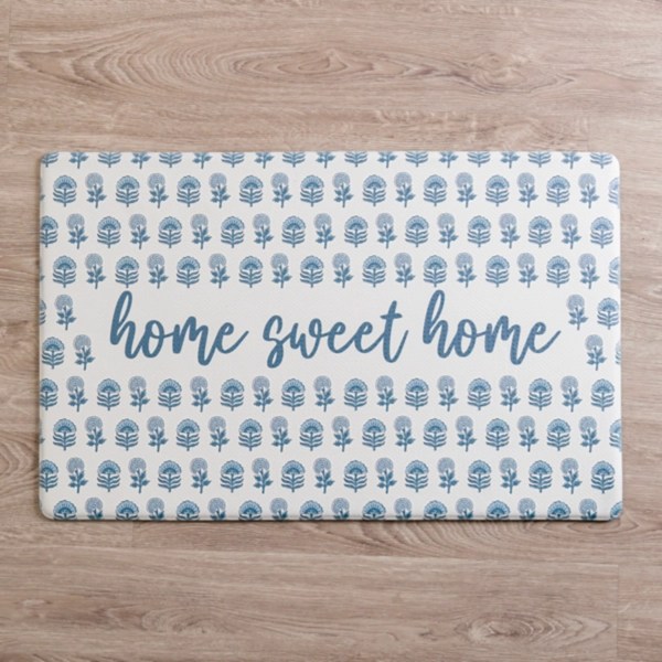 Blue Floral Home Sweet Home Kitchen Mat Kirklands Home