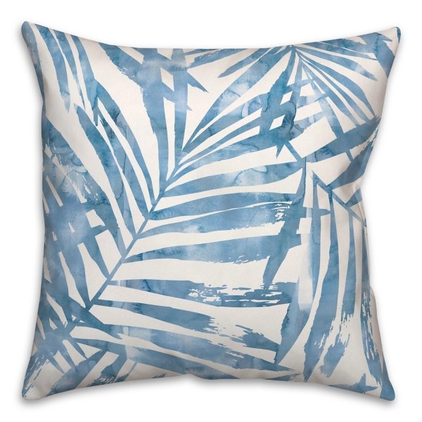 Blue Watercolor Leaf Outdoor Throw Pillow Kirklands Home