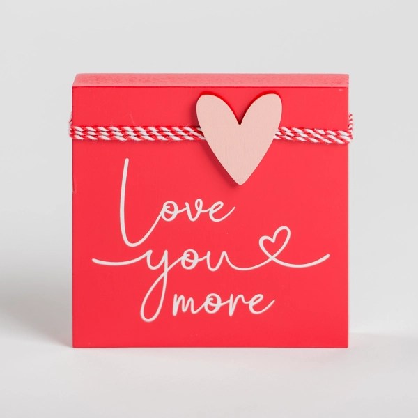 Red Love You More Wood Block Sign Kirklands Home