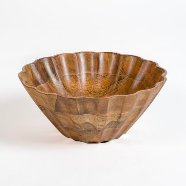 Scalloped Mango Wood Serving Bowl, 11 in. Kirklands Home