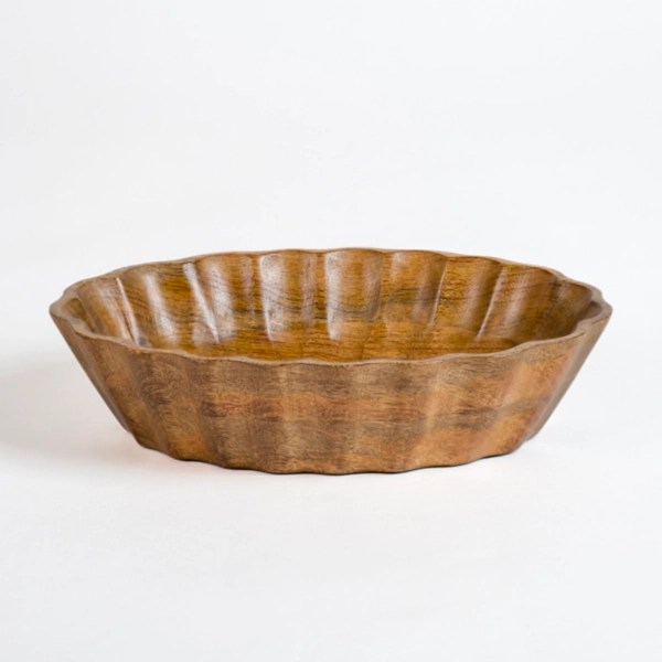 Scalloped Mango Wood Serving Bowl, 13 in. Kirklands Home