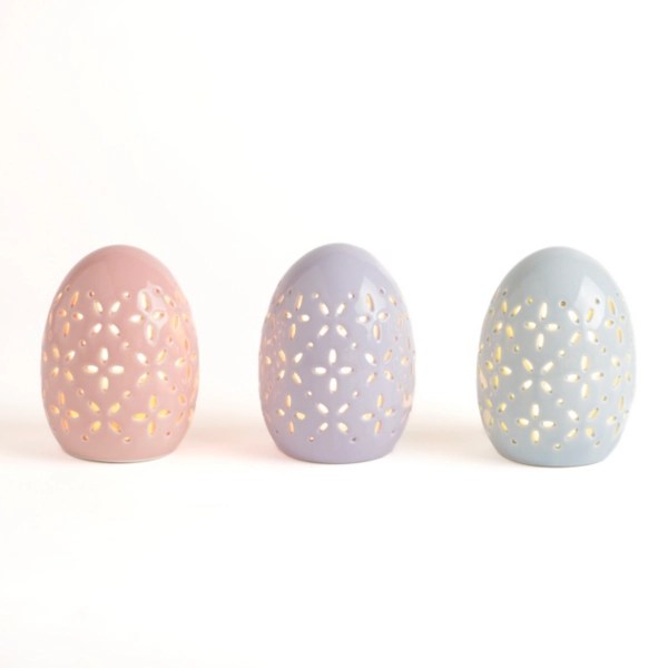 Kirklands PreLit Ceramic Floral Egg Lanterns, Set of 3 Hamilton Place