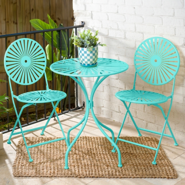 Turquoise Sunburst Metal 3pc. Outdoor Bistro Set Kirklands Home
