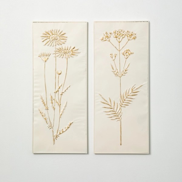 Gold Brushed Floral Panel Wall Plaques, Set of 2 Kirklands Home