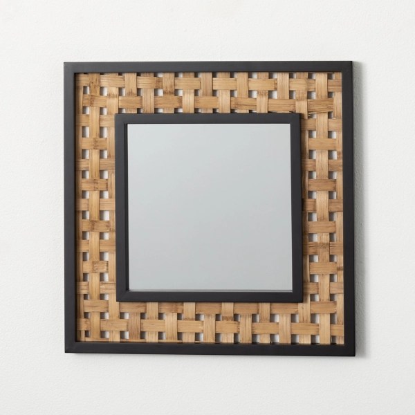 Wood and Woven Rattan Wall Mirror Kirklands Home