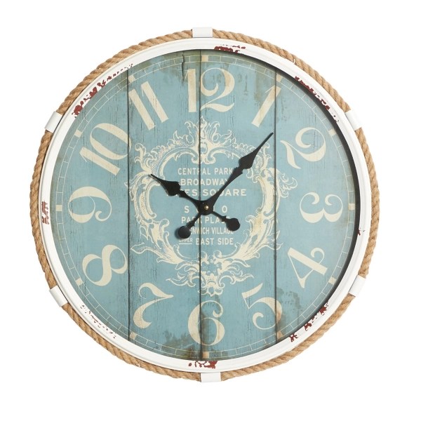 Blue Metal and Rope Wall Clock Kirklands Home