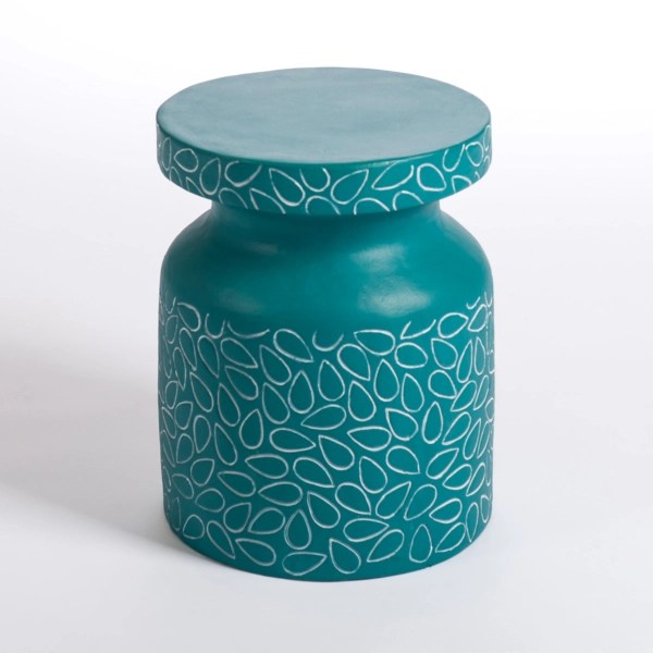 Turquoise Raindrop Patterned Outdoor Stool Kirklands Home
