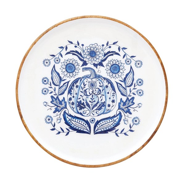 Blue Floral Pumpkin Serving Tray Kirklands Home