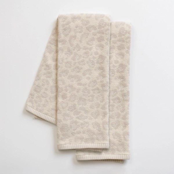 Ivory Leopard Print Velour Hand Towels, Set of 2 Kirklands Home