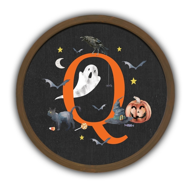 Halloween Monogram Q Brown Framed Wall Plaque Kirklands Home
