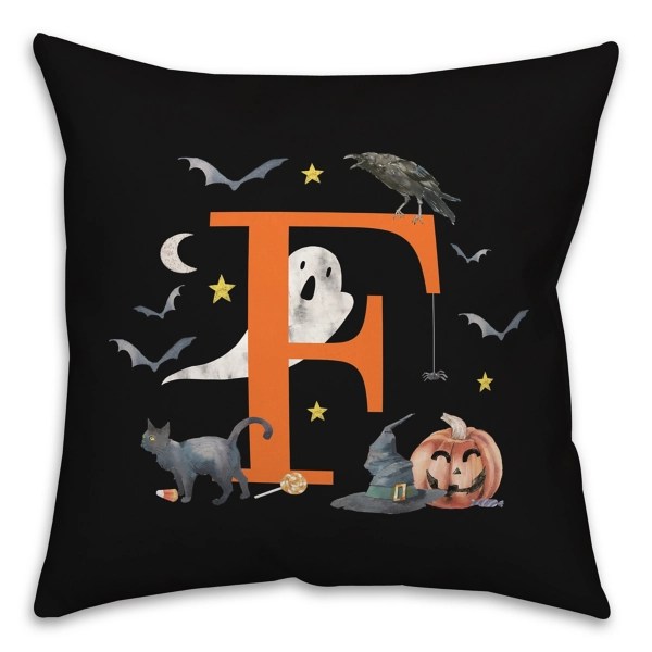 Monogram F Halloween Indoor/Outdoor Pillow Kirklands Home