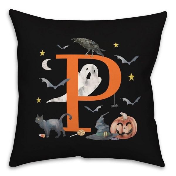 Monogram P Halloween Indoor/Outdoor Pillow Kirklands Home