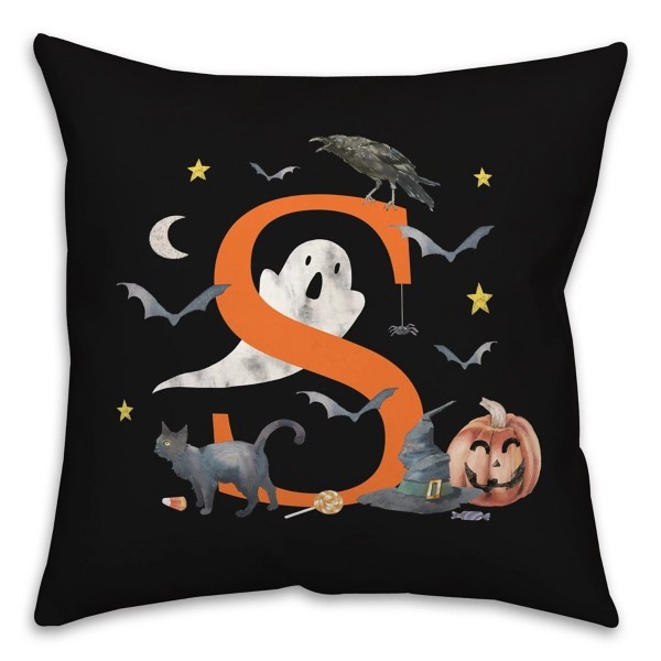 Monogram S Halloween Indoor/Outdoor Pillow Kirklands Home