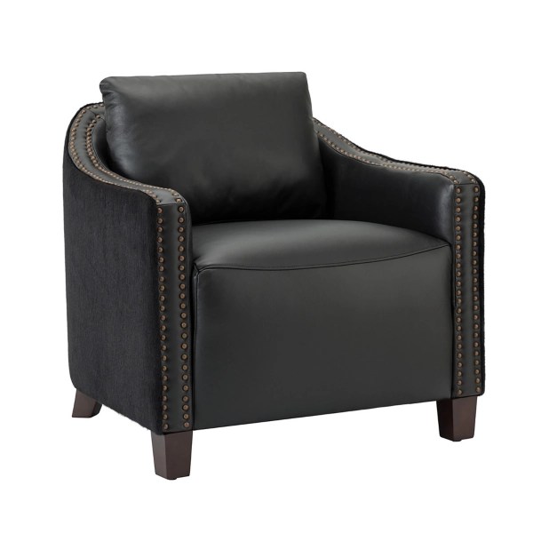 Andrea Black Leather & Velvet Accent Chair Kirklands Home