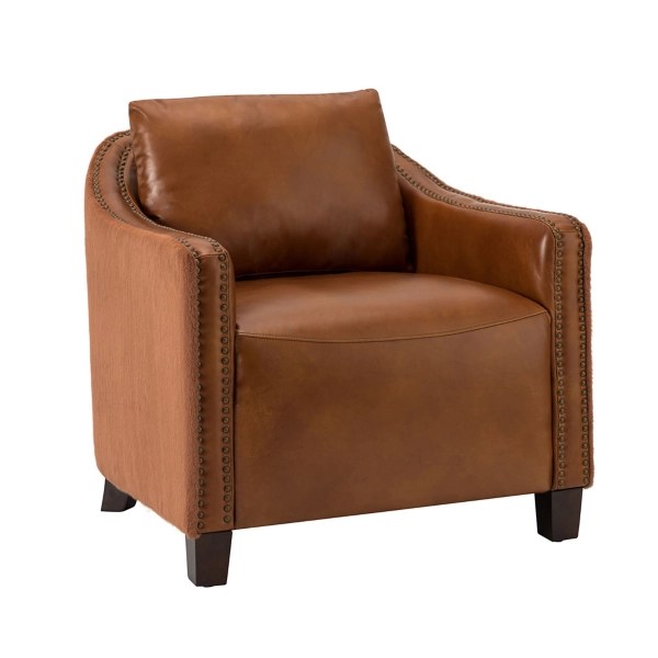 Andrea Brown Leather & Velvet Accent Chair Kirklands Home