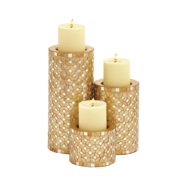 Gold Metal Mosaic Candle Holders, Set of 3 Kirklands Home