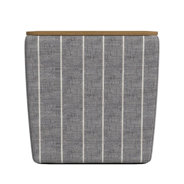 Steel Blue and White Striped Ottoman with Wood Lid Kirklands Home