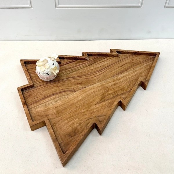 Acacia Wood Holiday Tree Serving Platter, 18 in. Kirklands Home