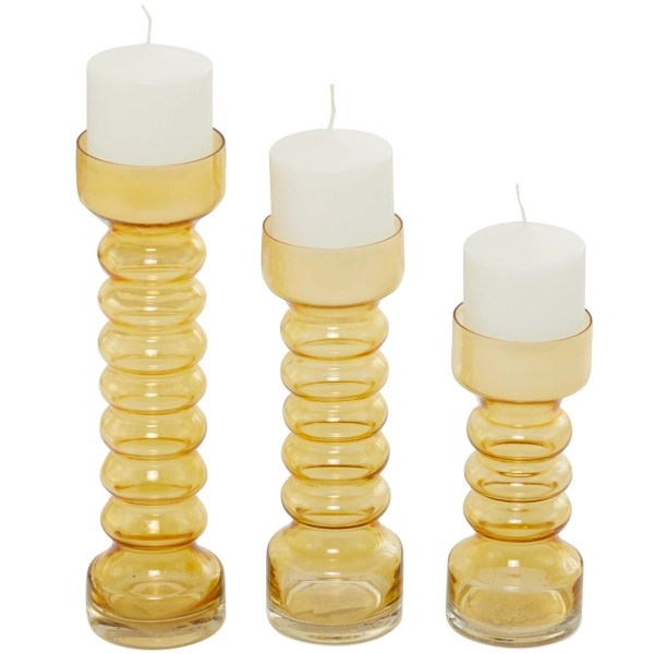 Gold Glass Bubble Pillar Candle Holders, Set of 3 Kirklands Home