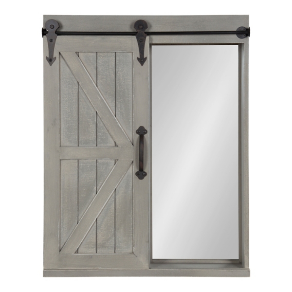 Gray Wood Barn Door Wall with Mirror Kirklands Home