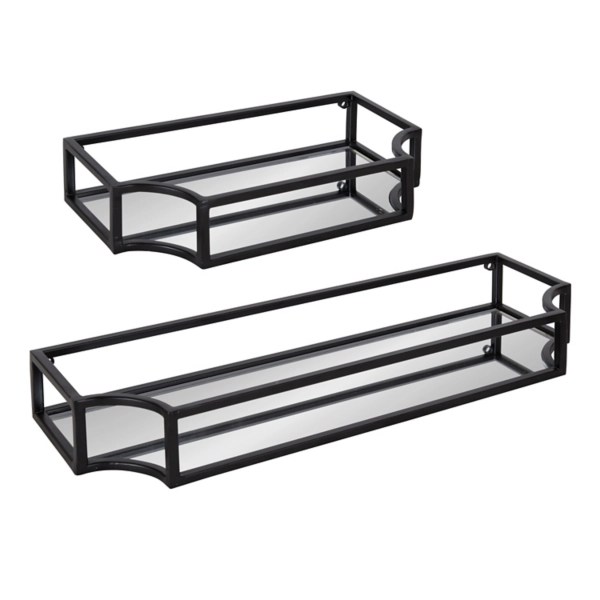 Black Metal & Glass Scalloped Shelves, Set of 2 Kirklands Home