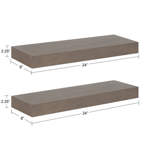 Kirklands Dark Brown Wood Floating Shelves, Set of 2 Hamilton Place