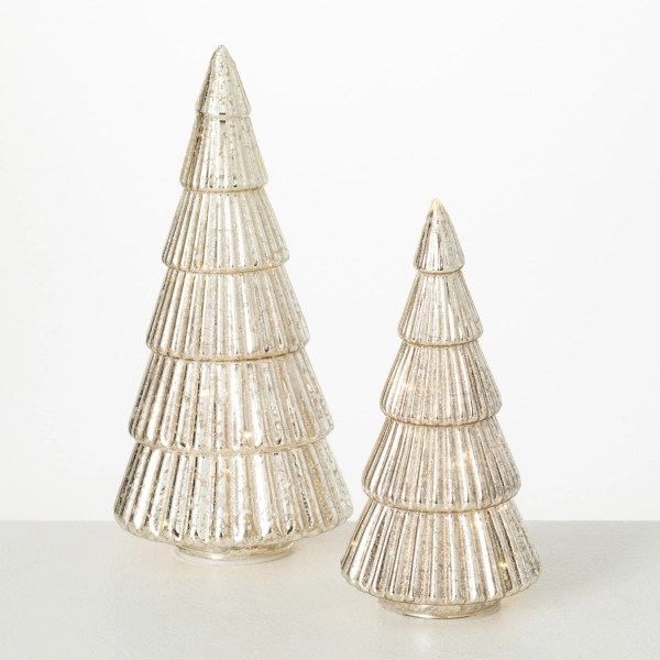 PreLit Gold Glass Christmas Trees, Set of 2 Kirklands Home