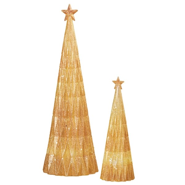 PreLit Gold Glitter Christmas Trees, Set of 2 Kirklands Home