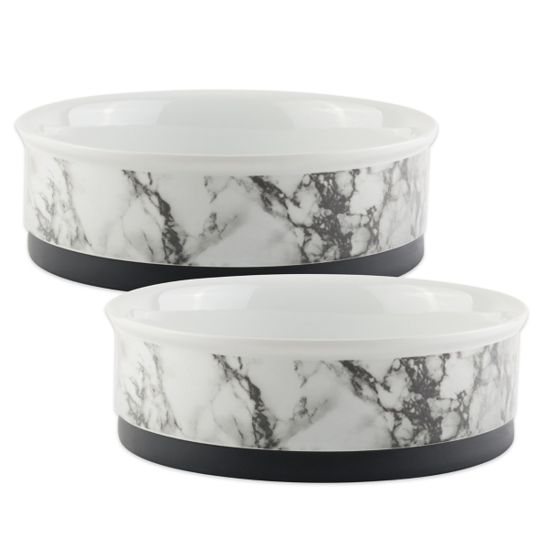 Small Gray Marble Ceramic Pet Bowls, Set of 2 Kirklands Home