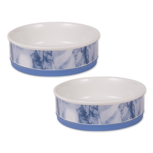 Large Blue Marble Ceramic Pet Bowls, Set of 2 Kirklands Home
