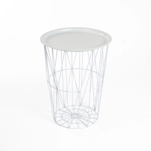 White Wire Basket Side Table Kirklands Home