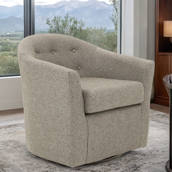 Dark Gray Tufted Swivel Barrel Accent Chair Kirklands Home