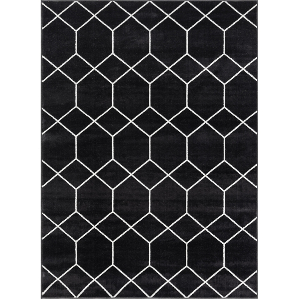 Black and White Trellis Woven Area Rug, 8x10 Kirklands Home