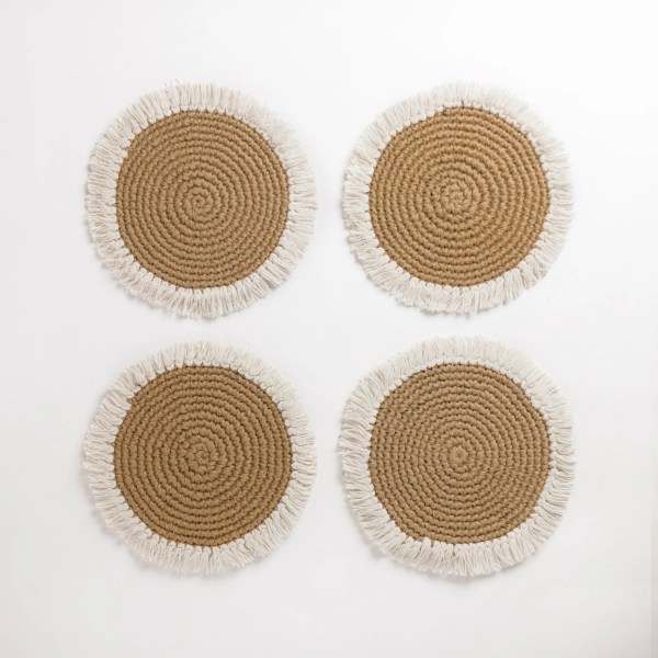 Round White Fringe Jute Placemat Kirklands Home