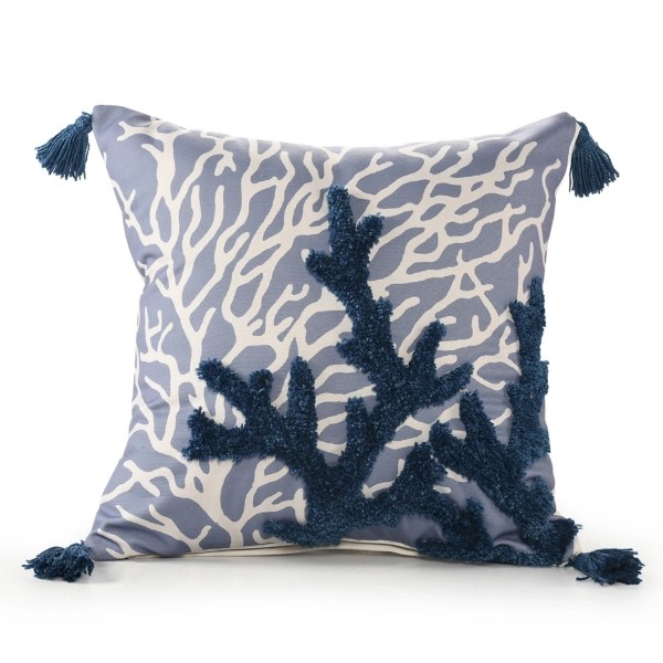 Blue Tufted Coral Indoor/Outdoor Pillow Kirklands Home