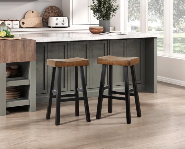 Brown & Black Wood Bar Stools, Set of 2 Kirklands Home