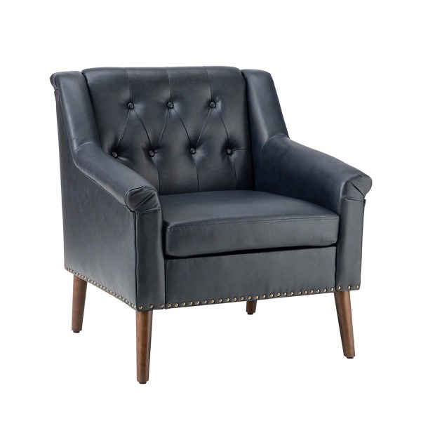 Lyceum Navy Vegan Leather Accent Chair Kirklands Home